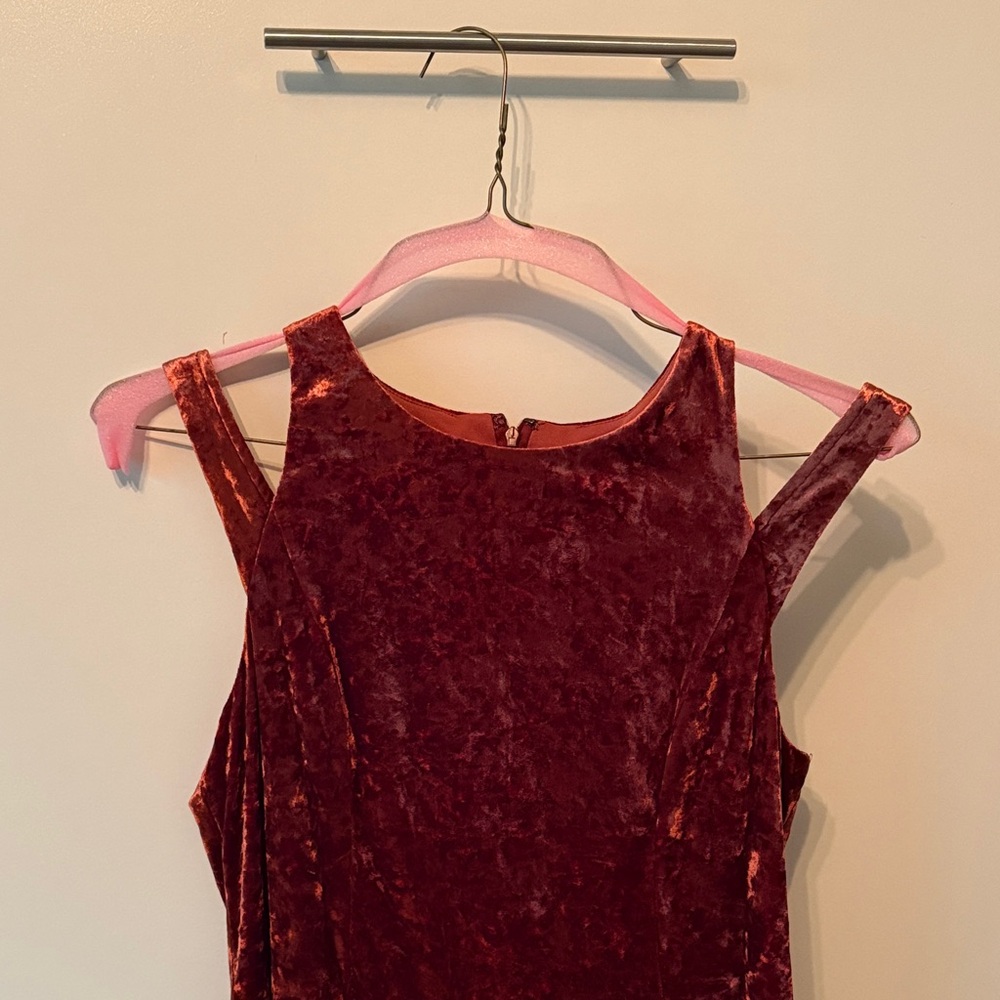 Velvet Sleeveless Dress in Rich Burnt Orange